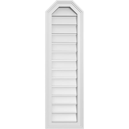 Ekena Millwork Octagonal Top Surface Mount PVC Gable Vent w/ 2"W x 1-1/2"P Brickmould Frame, 12"W x 40"H GVPOT12X4002SF
